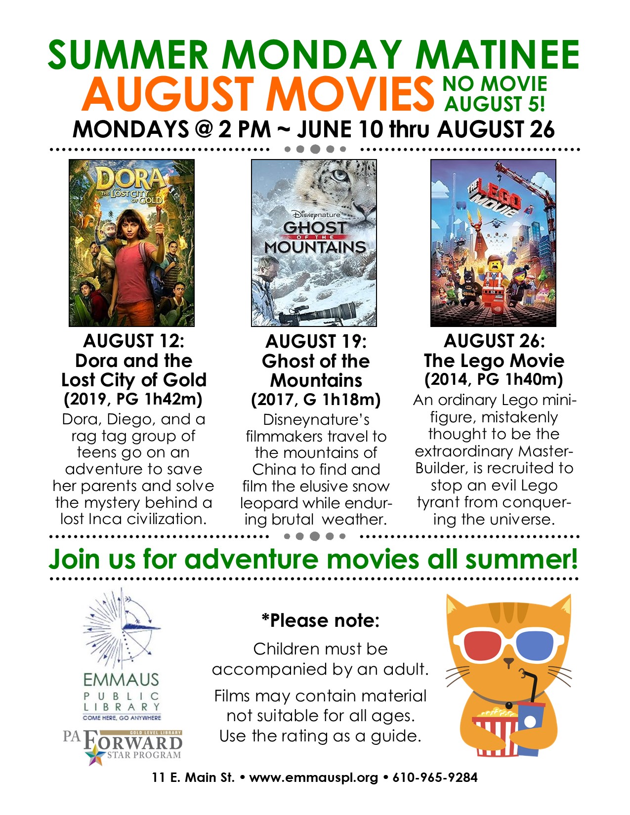 Monday Movie: Dora and the Lost City of Gold - Emmaus Public Library